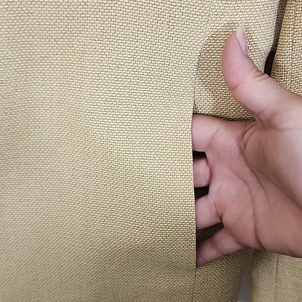 Akris Yellow Partial Wool Zip Up Office Attire Textured Blazer Size 4